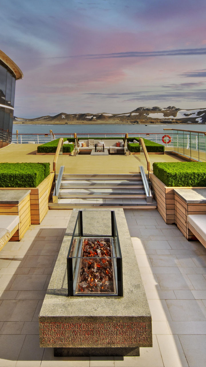 Luxury outdoor lounge with ocean view