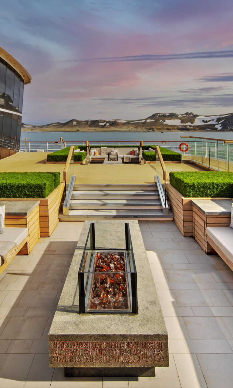 Luxury outdoor lounge with ocean view