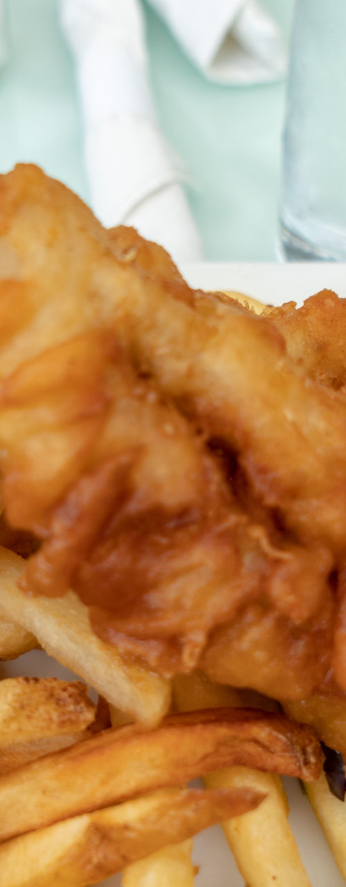 Crispy fish and chips with coleslaw