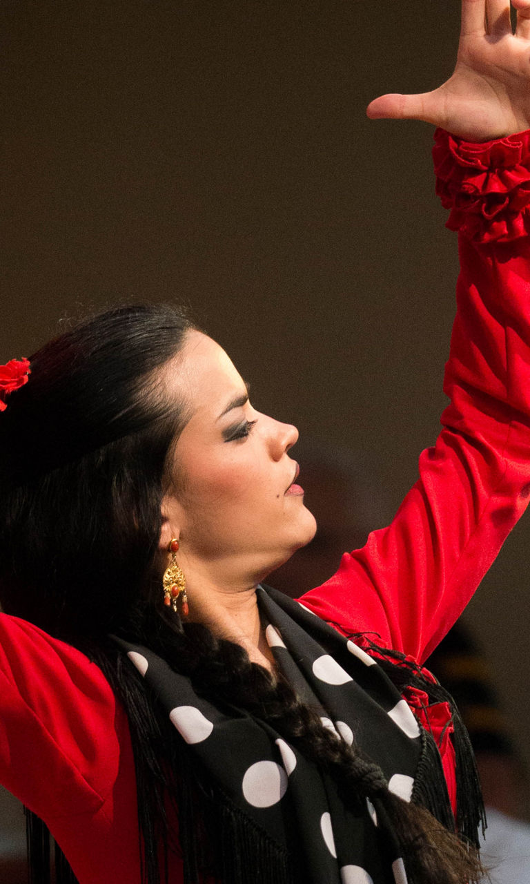 Flamenco dancer in vibrant red dress