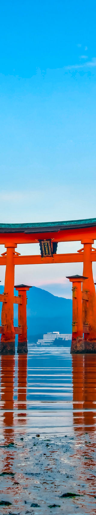 Iconic Torii Gate at Sunset in Japan