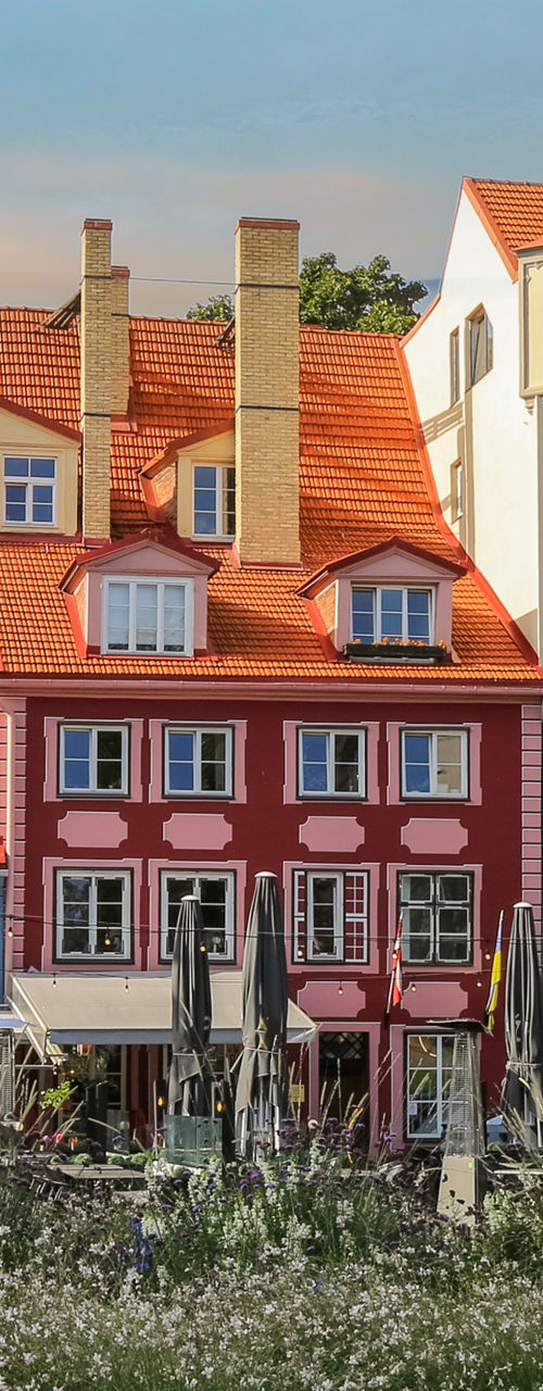 Colorful historic buildings in European city square