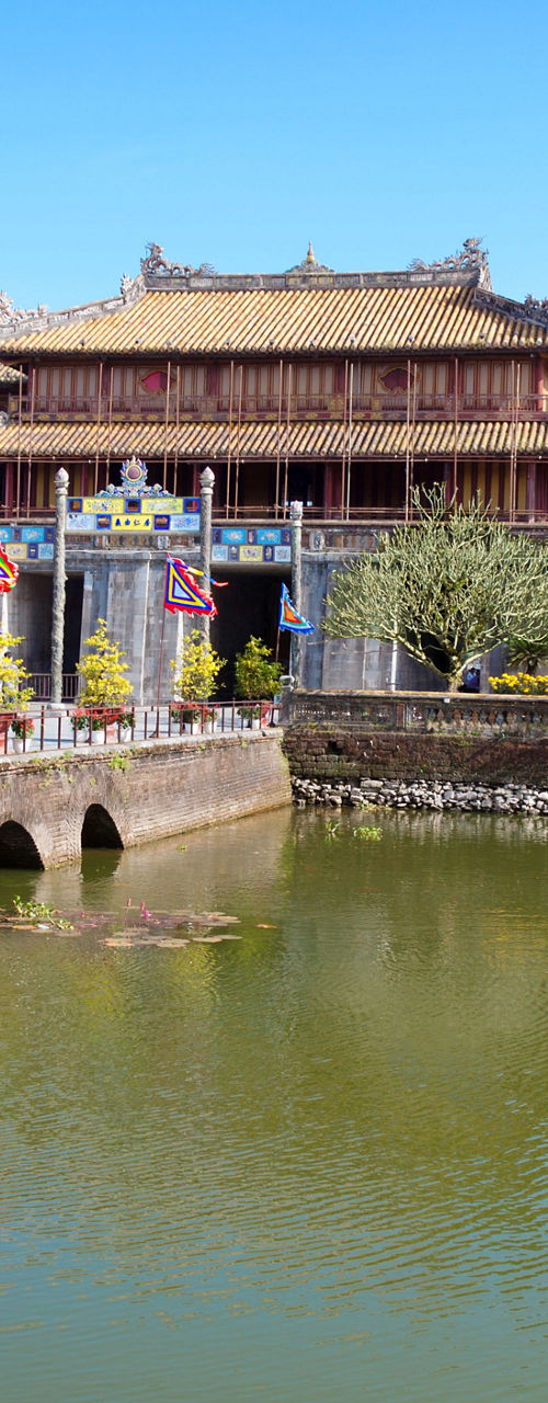 Historic Vietnamese palace with water moat