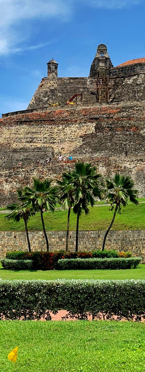 Historic fortress under vibrant blue sky