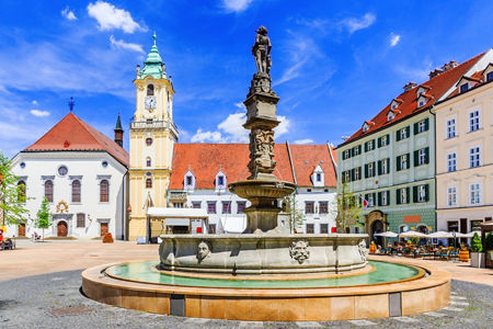 Historic Fountain in European Town Square