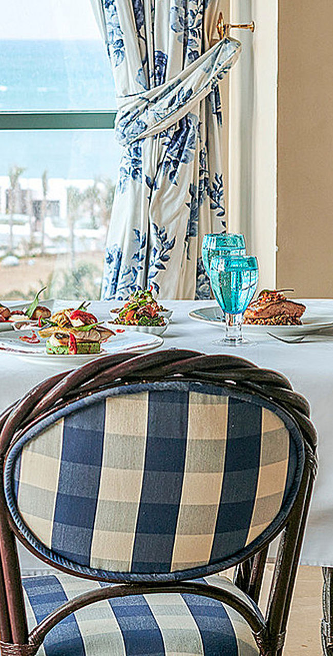 Elegant seaside dining with ocean view