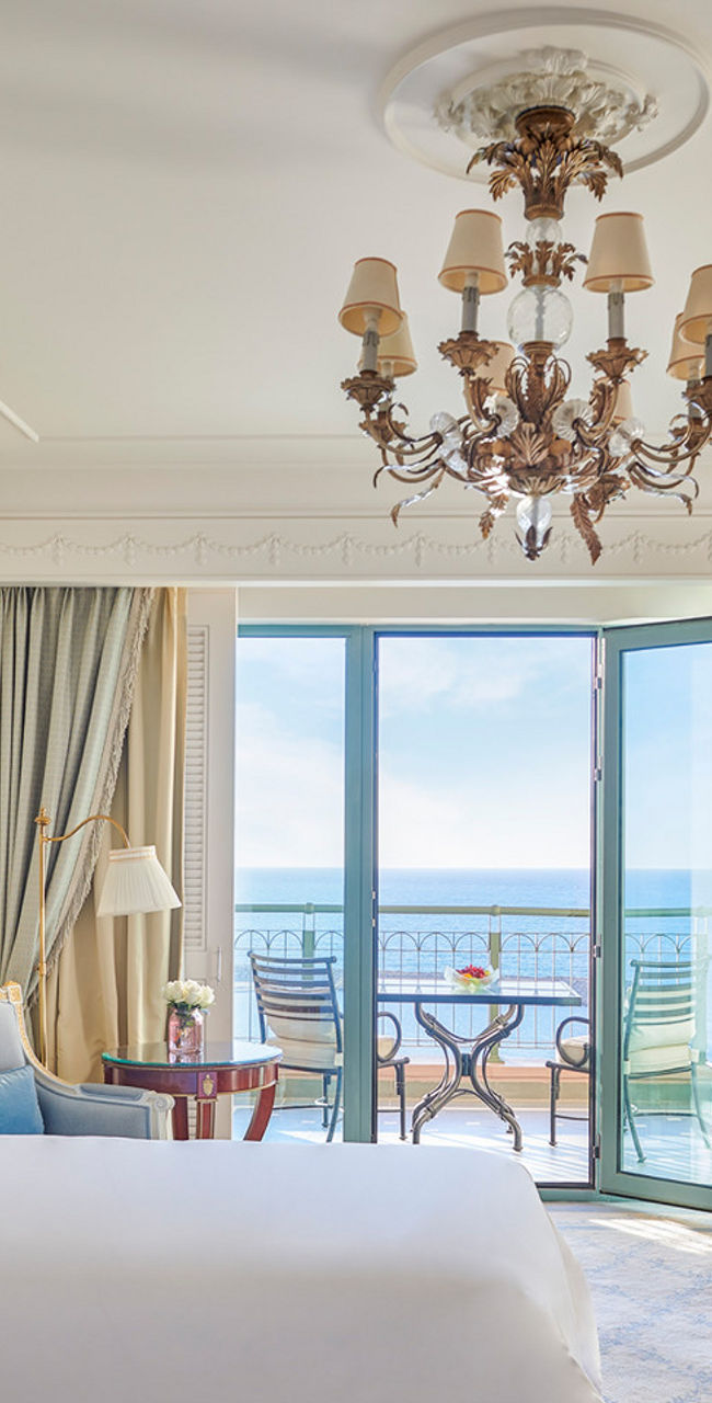 Elegant hotel room with ocean view