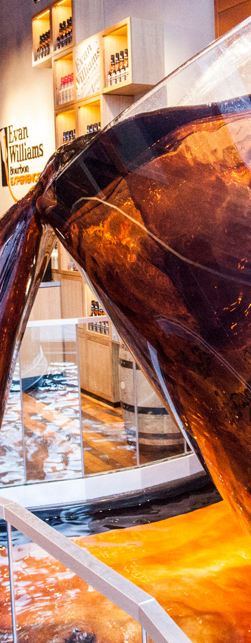 Immersive beverage exhibit in modern visitor center