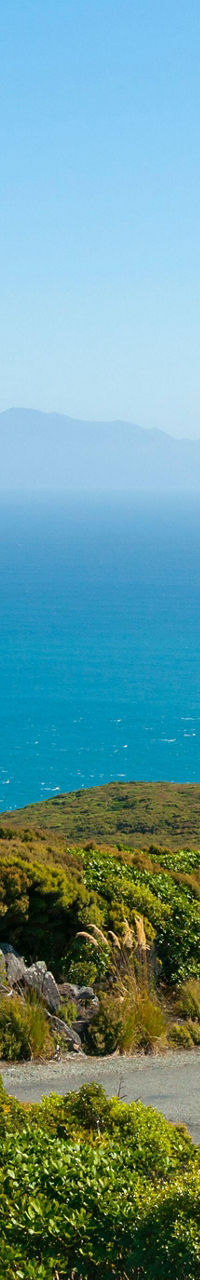 Scenic coastal view with clear blue sky