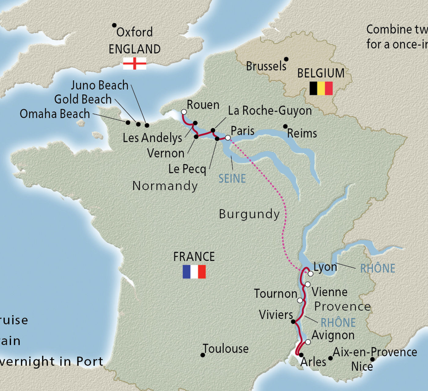 Map of France's Finest itinerary