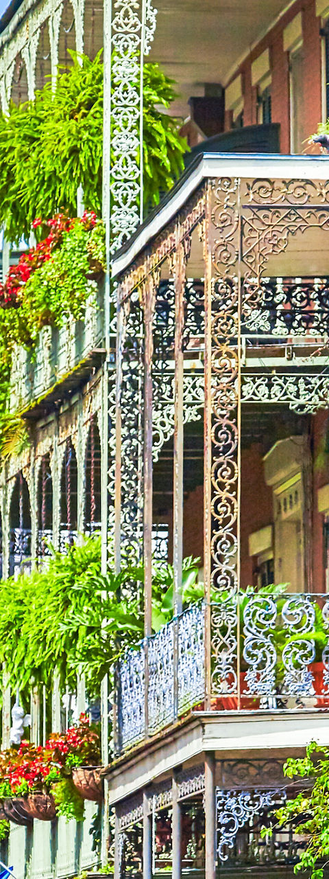 Colorful balconies in New Orleans street view