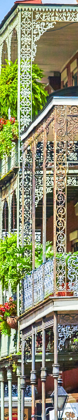Colorful balconies in New Orleans street view