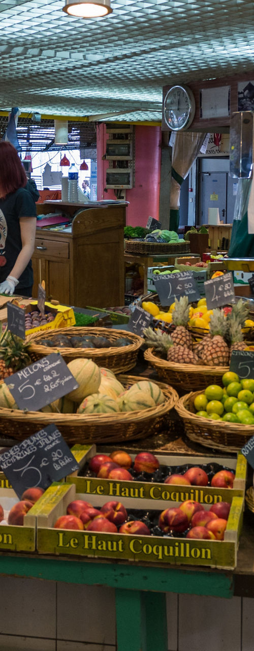Fruit and vegetable market stall display