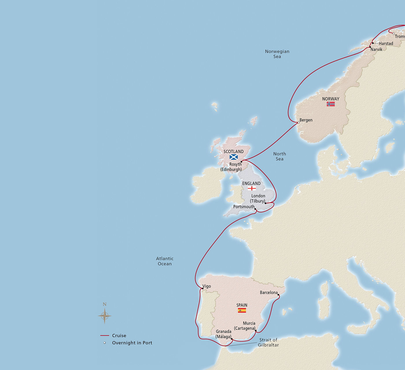 Map of From Iberia to the Northern Lights itinerary