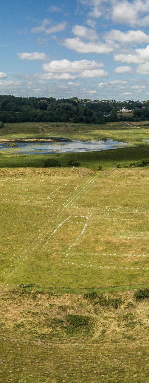 Scenic aerial view of grassy landscape