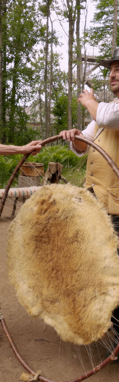 Traditional crafting in forest setting