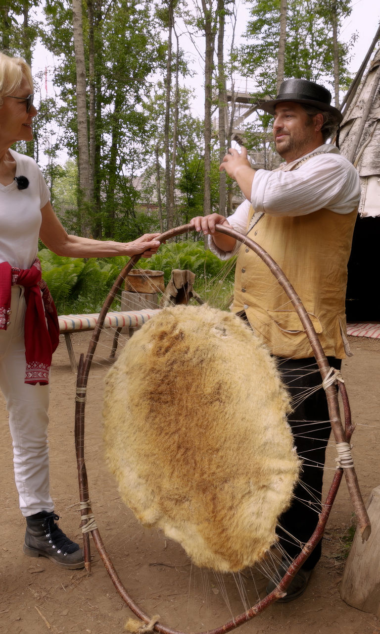 Traditional crafting in forest setting