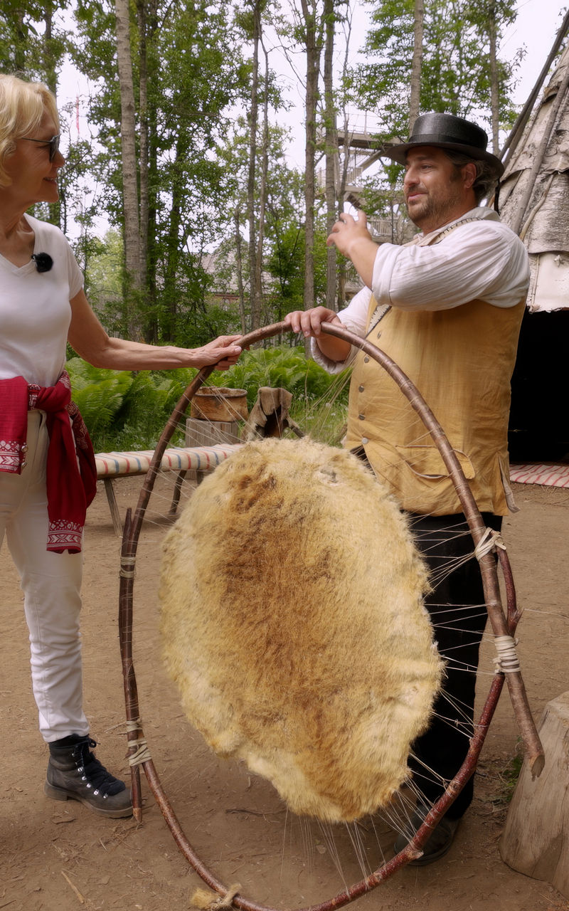 Traditional crafting in forest setting