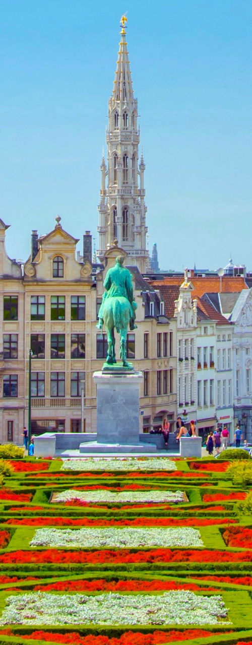 Mont des Arts Garden with Brussels City Skyline