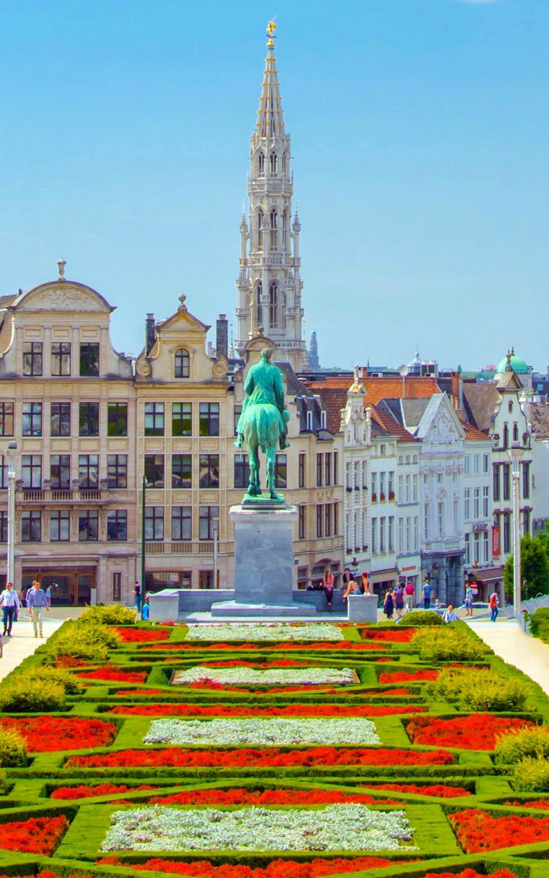 Mont des Arts Garden with Brussels City Skyline