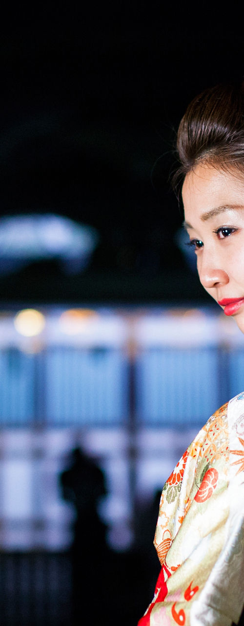 Traditional Japanese Kimono with Red Fan