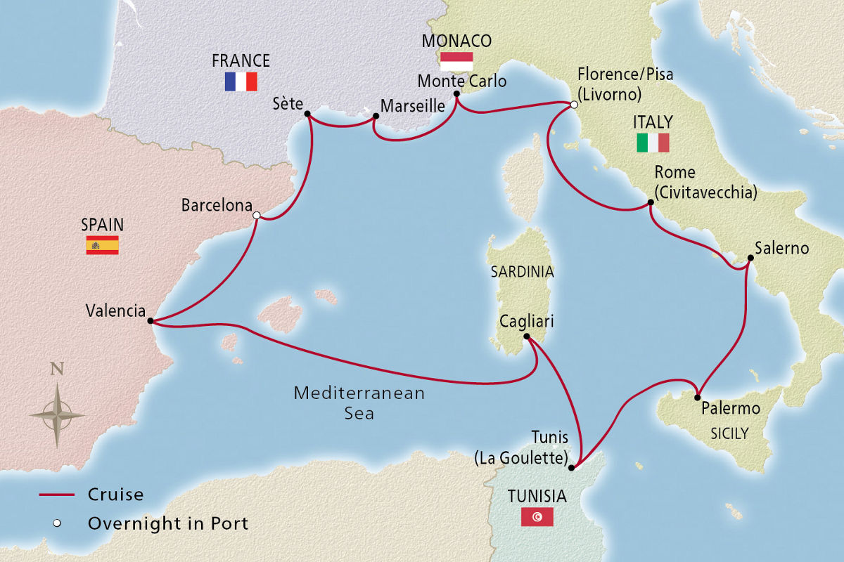 Gems of the Mediterranean – route map
