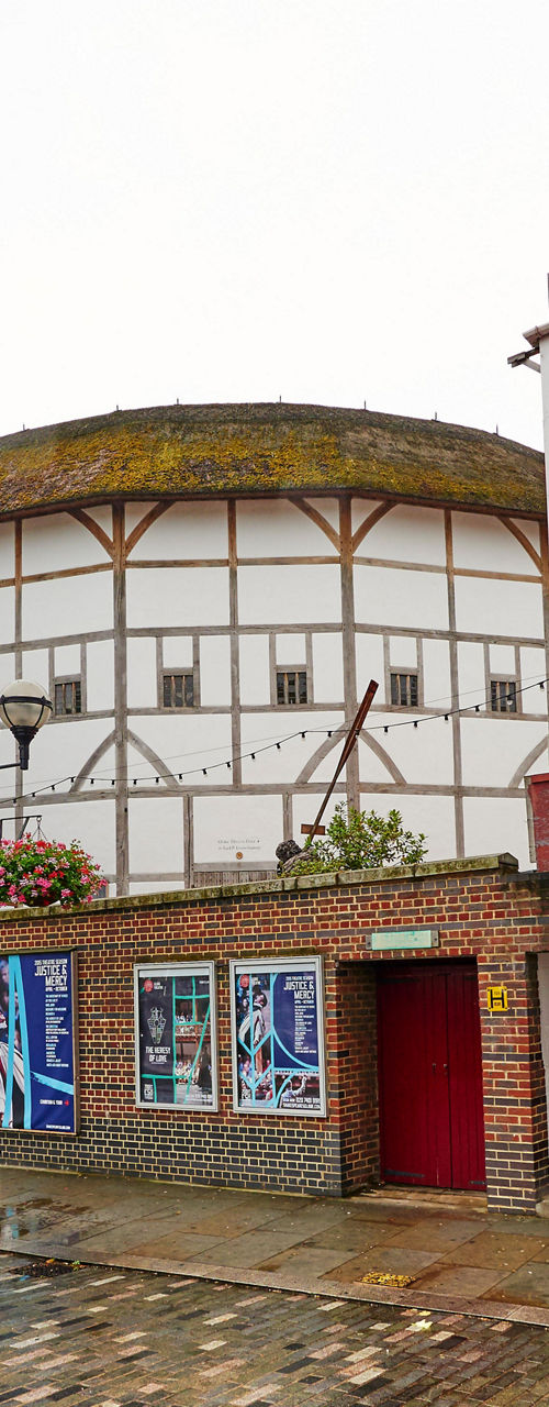 Shakespeare's Globe Theatre on a rainy day