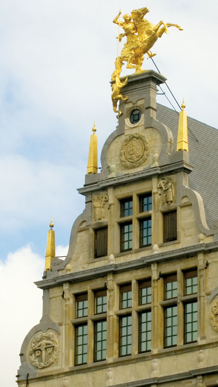 Historic European building with golden statues