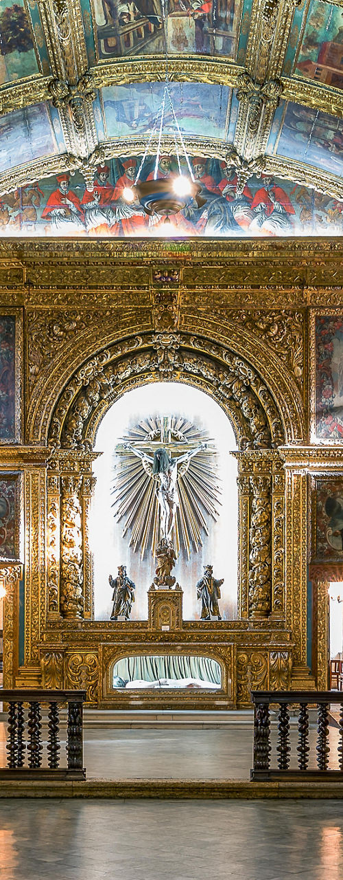 Ornate Baroque Chapel Interior with Painted Ceiling