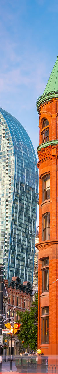 Historic red brick building in Toronto cityscape
