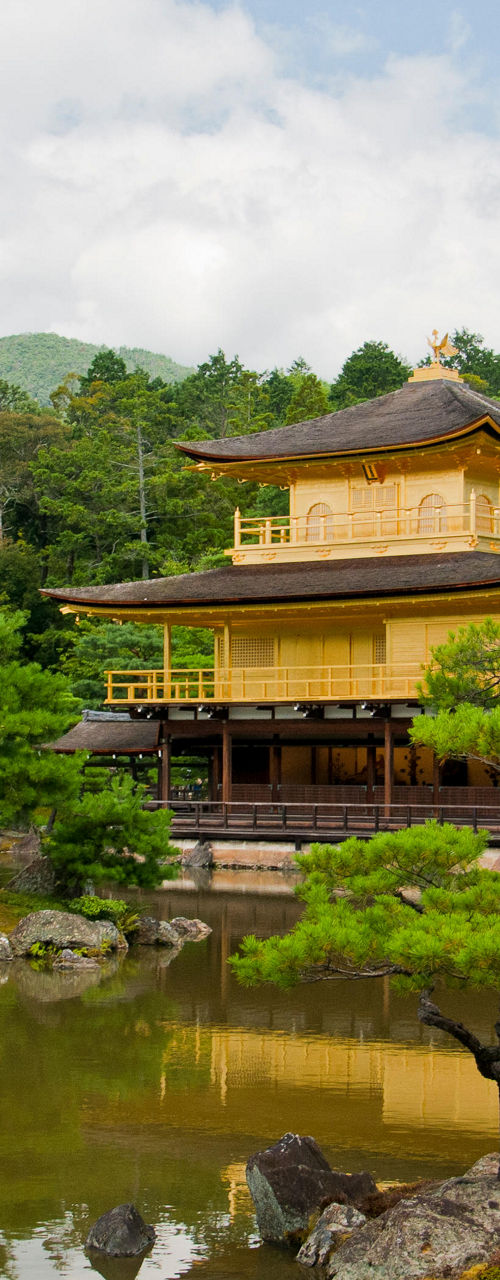 Golden Pavilion in serene Japanese garden