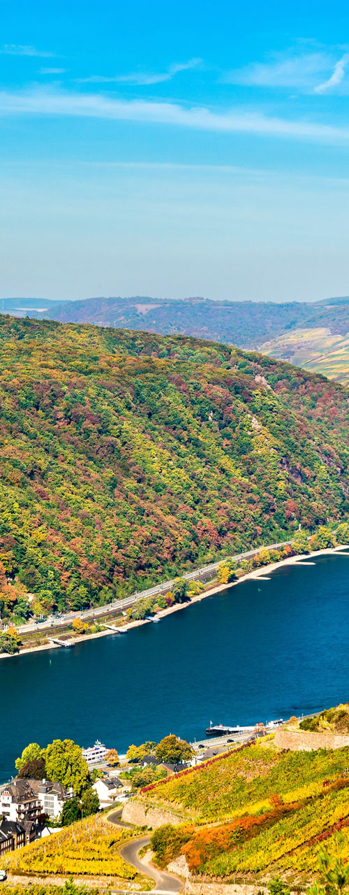 Scenic River Valley with Autumn Foliage