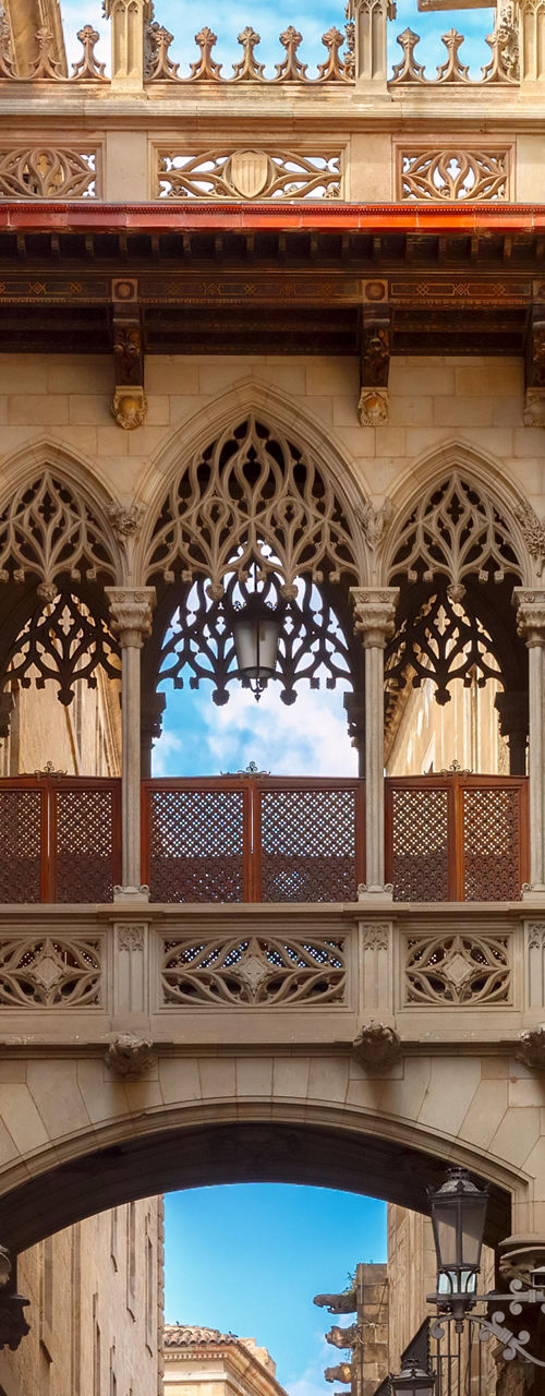 Historic Gothic Quarter bridge in Barcelona