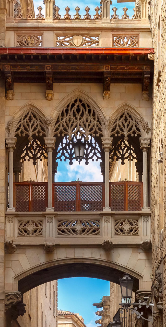 Historic Gothic Quarter bridge in Barcelona