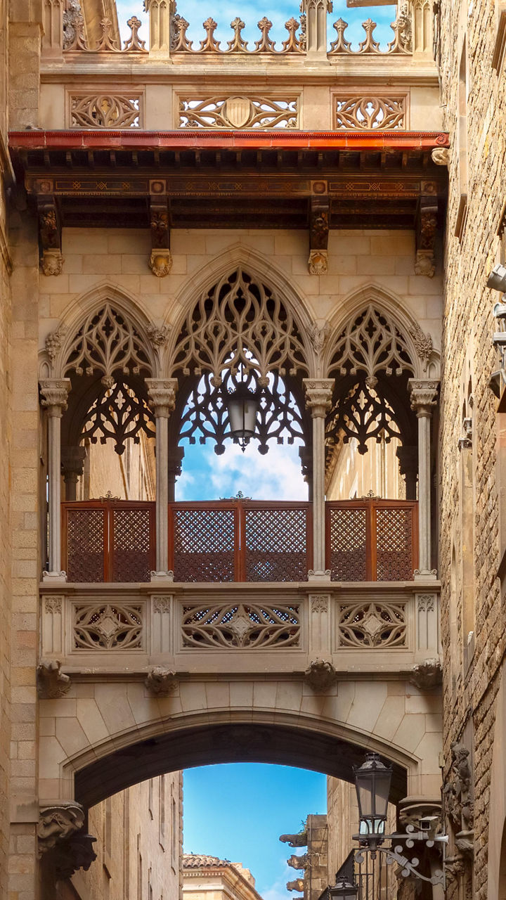 Historic Gothic Quarter bridge in Barcelona
