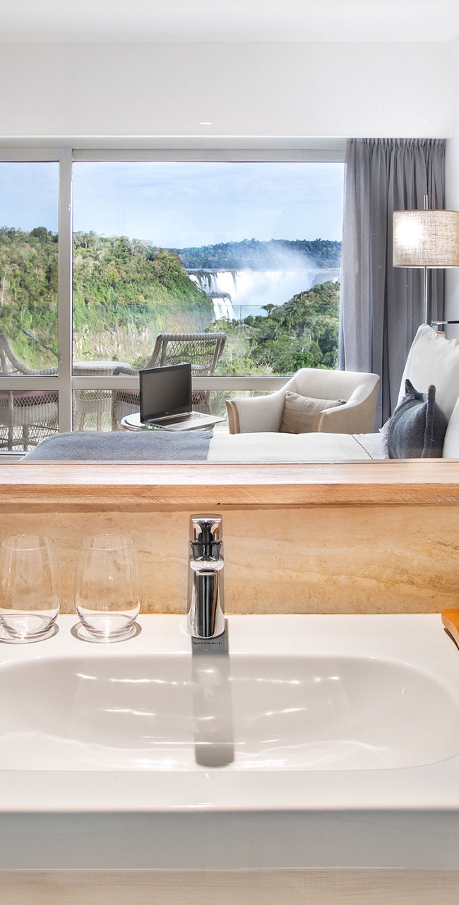 Modern bathroom with scenic view