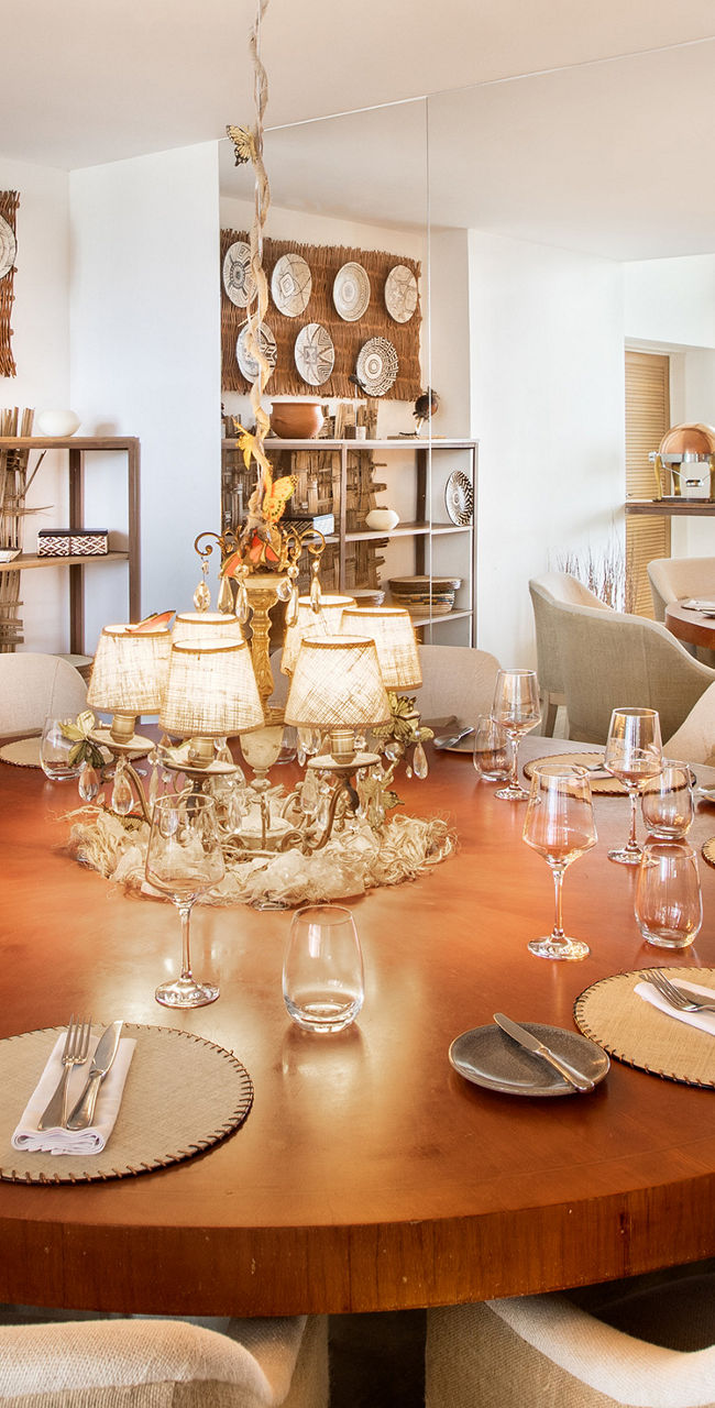 Elegant dining room with round table setup