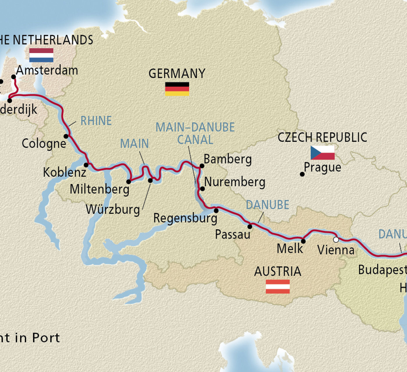 Map of Grand European Tour itinerary