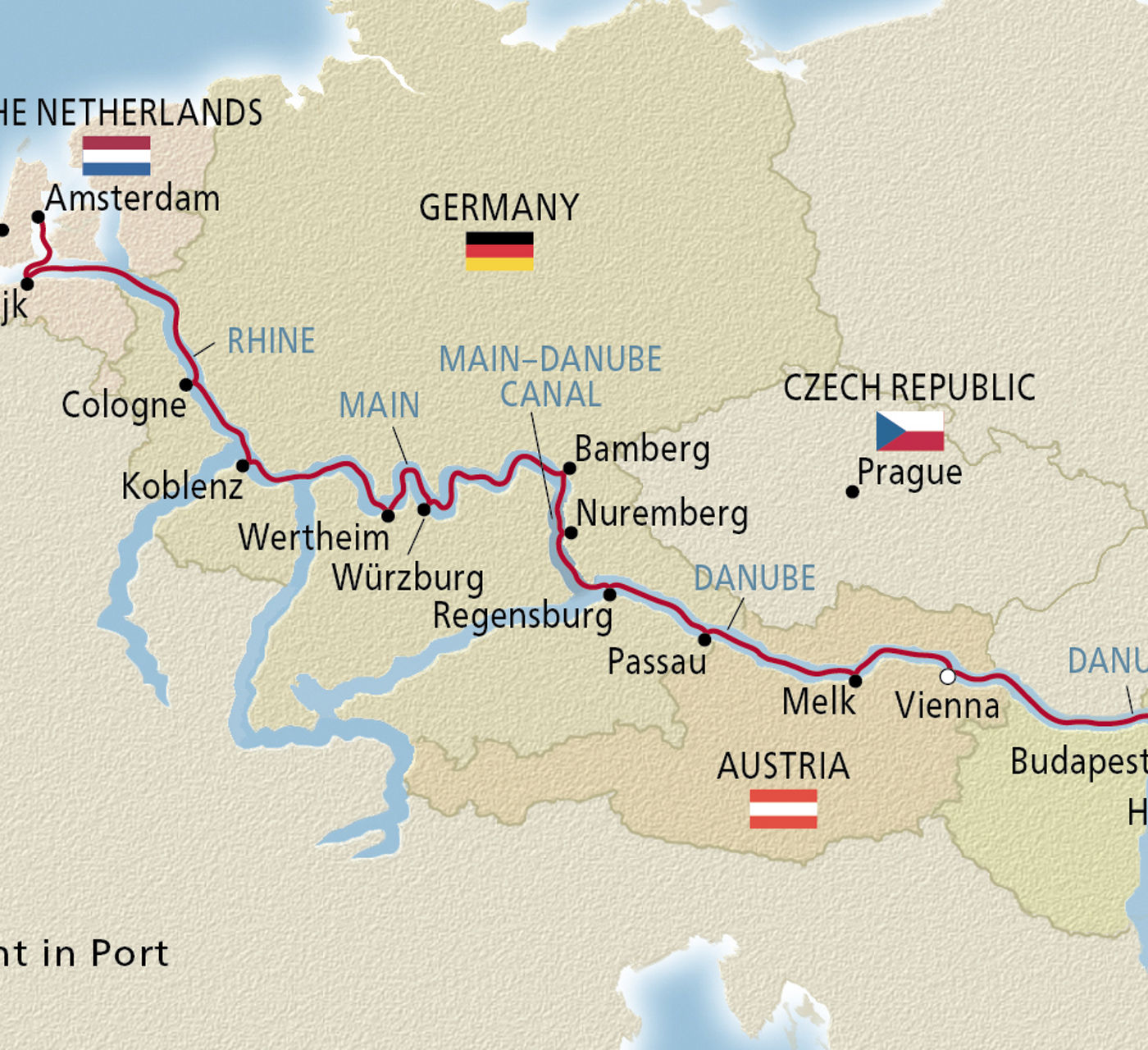 Map of Grand European Tour itinerary