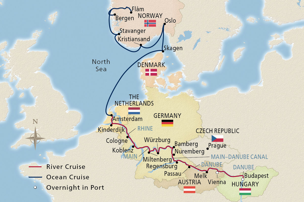 Grand European & Viking Fjords – route map