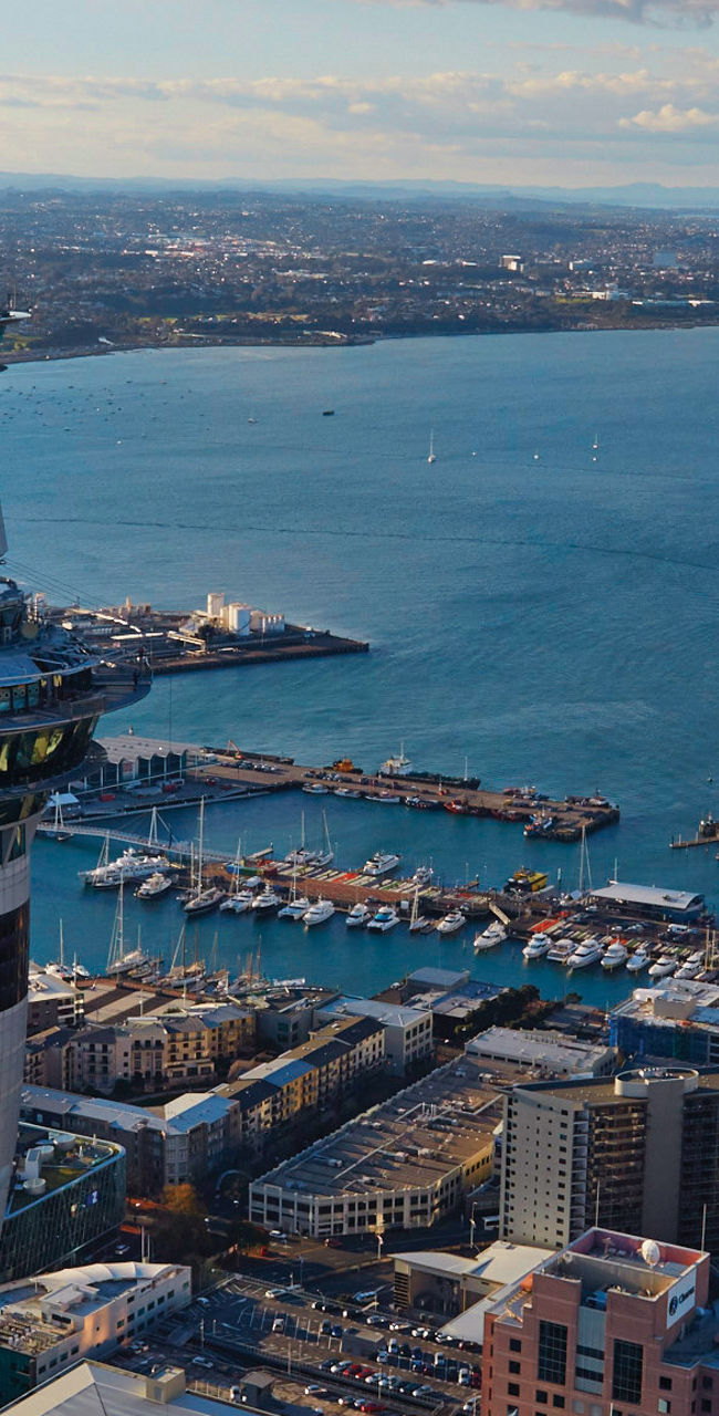 Aerial view of Auckland city skyline
