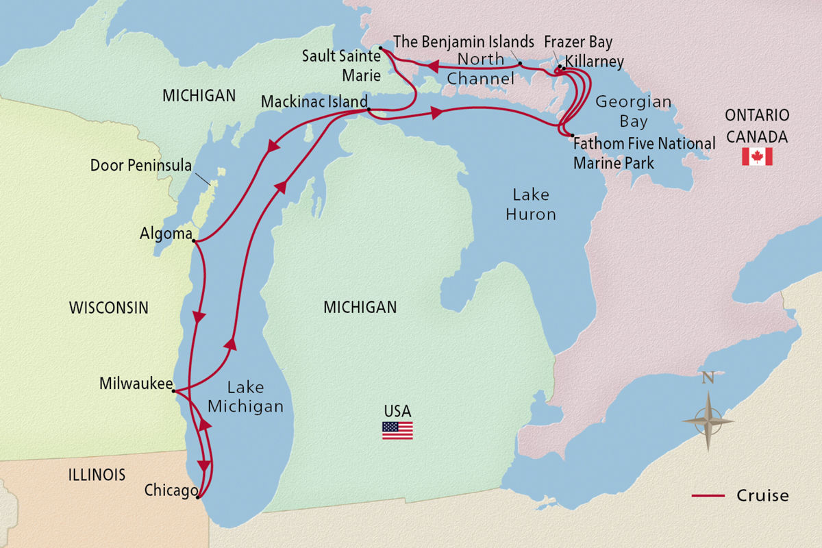 Great Lakes Treasures – route map