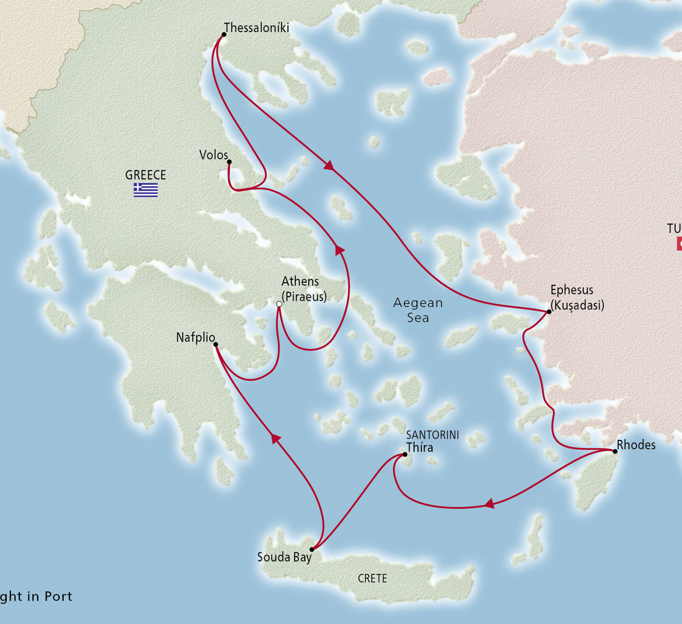 Map of Greek Odyssey itinerary