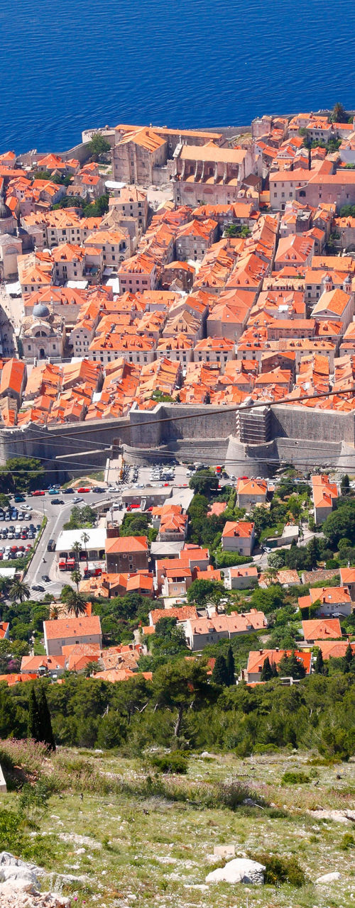 Cable car overlooking Dubrovnik coastline