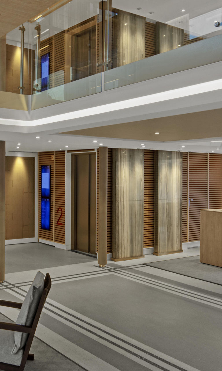 Modern yacht interior with waterfront view