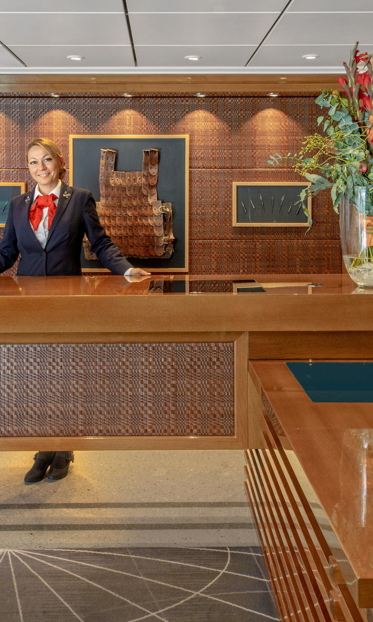 Elegant reception desk in luxury setting