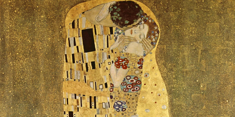 The Kiss by Gustav Klimt, golden embrace