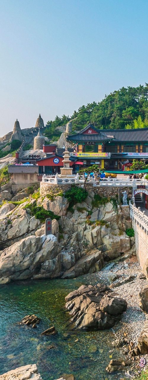 Coastal temple with scenic ocean view