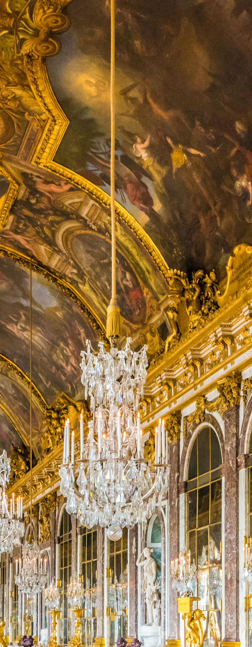 Ornate Hall with Chandeliers and Mirrors