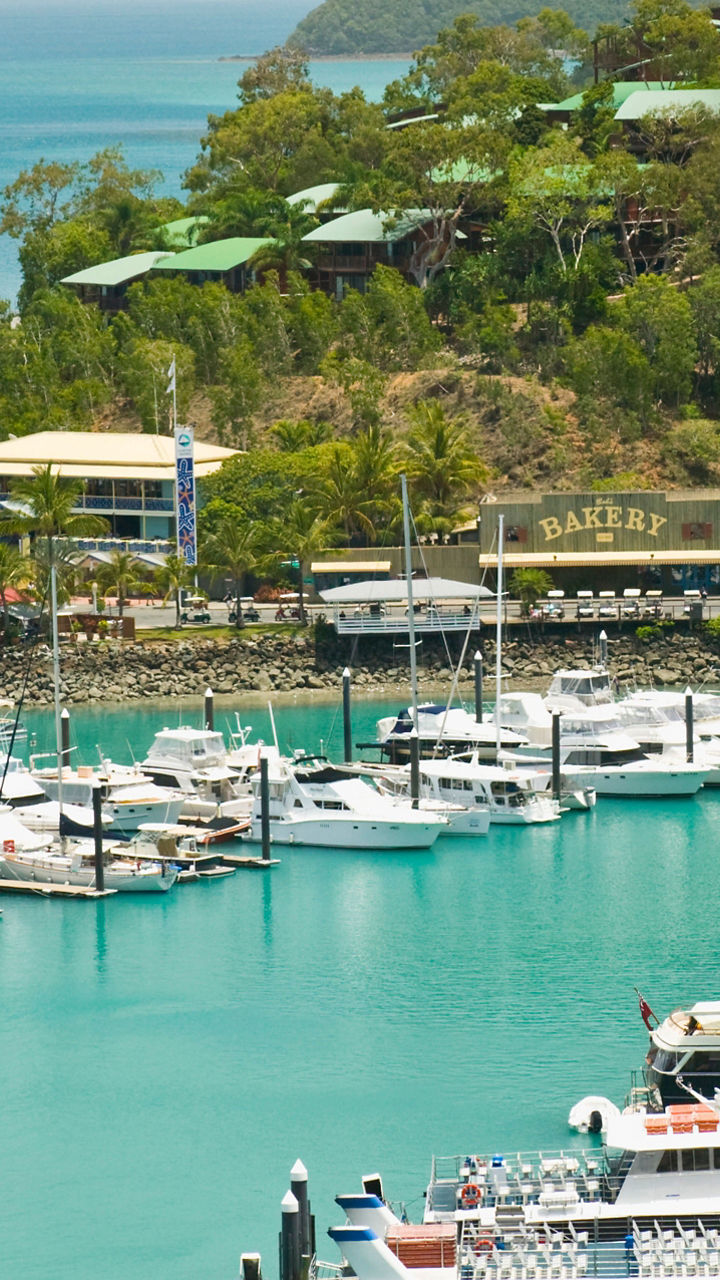 Scenic marina with yachts and turquoise waters